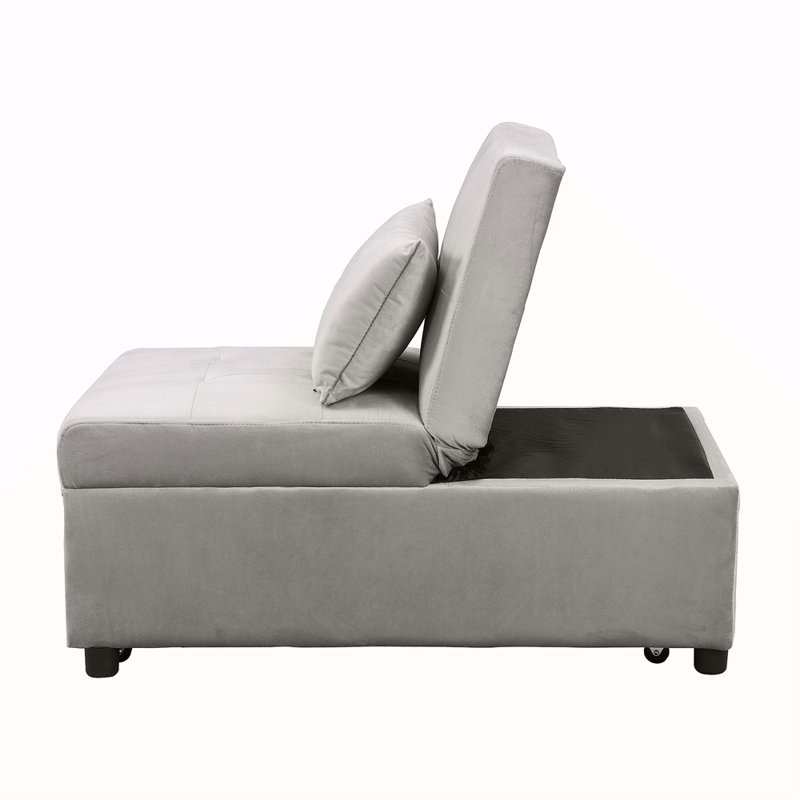 Canapé-lit pliant avec repose-pieds gris