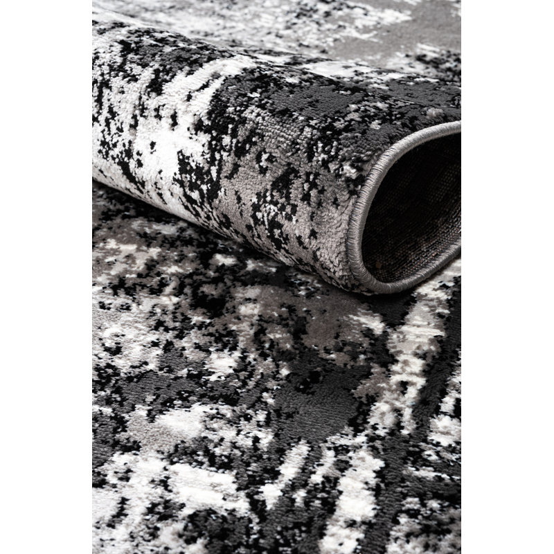 Abstract Area Rug, Rectangle 120 x 170 cm, Black