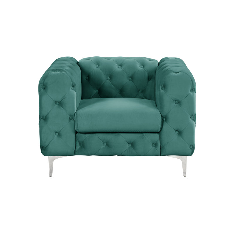 Graford Velvet Armchair, Jade Green