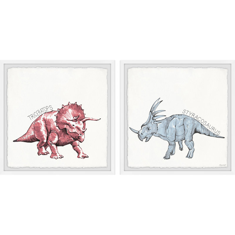 Ensemble de 2 reproductions encadrées Abbott Dinosaurs, H 24 po x l 24 po x P 1,5 po