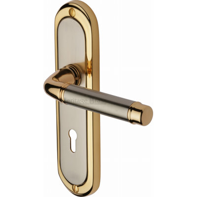 Heritage Brass Door Handle Lever Lock Saturn Long Design