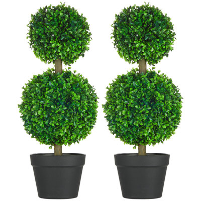 Plante artificielle pour la décoration intérieure et extérieure, plantes artificielles en pot, 2 boules topiaire pour bureau à domicile, décoration de salon