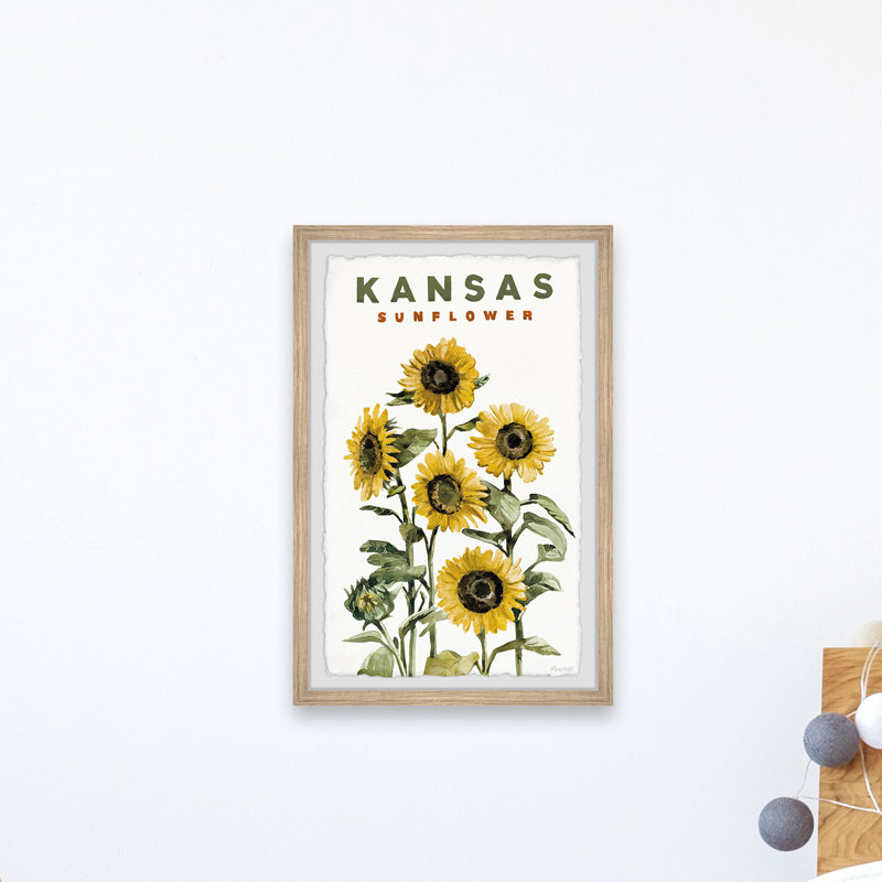 Kansas, tournesol, reproduction encadrée, H 18 po x l 12 po x 1,5 po