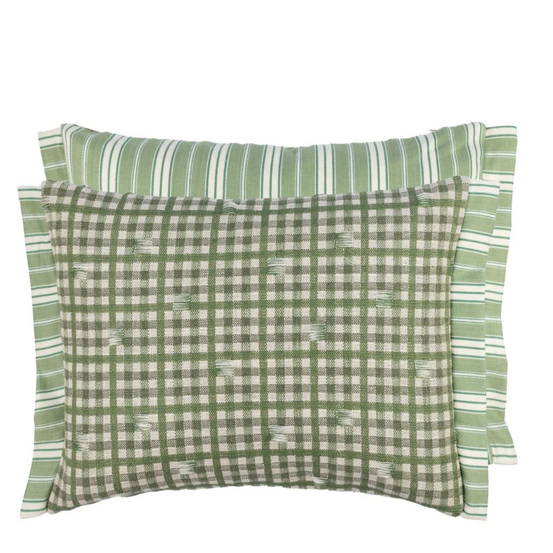 Toile Vichy Decorative Pillow, Emerald