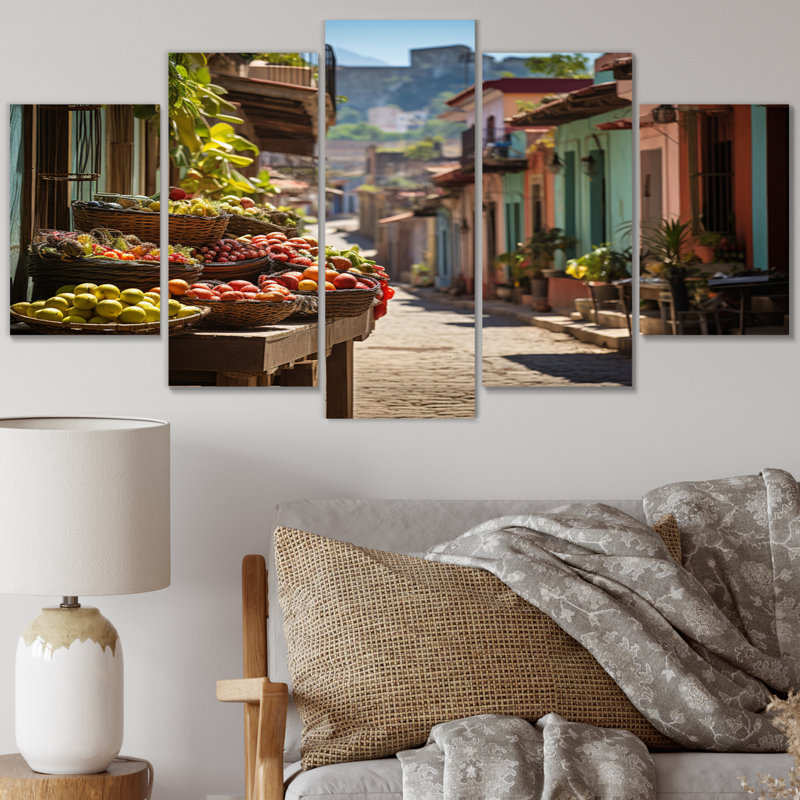 «Cuba Vibrant Market Scenes On Canvas», reproduction de 5 pièces