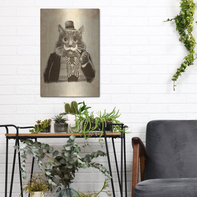 «Mustache Cat» par Tummeow, art de luxe en métal «Mustache Cat» par Tummeow