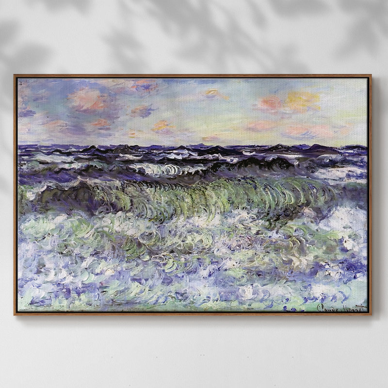 Étude de la mer, 1881, H 17 po x l 25 po x P 2 po, Toile encadrée noyer flottant
