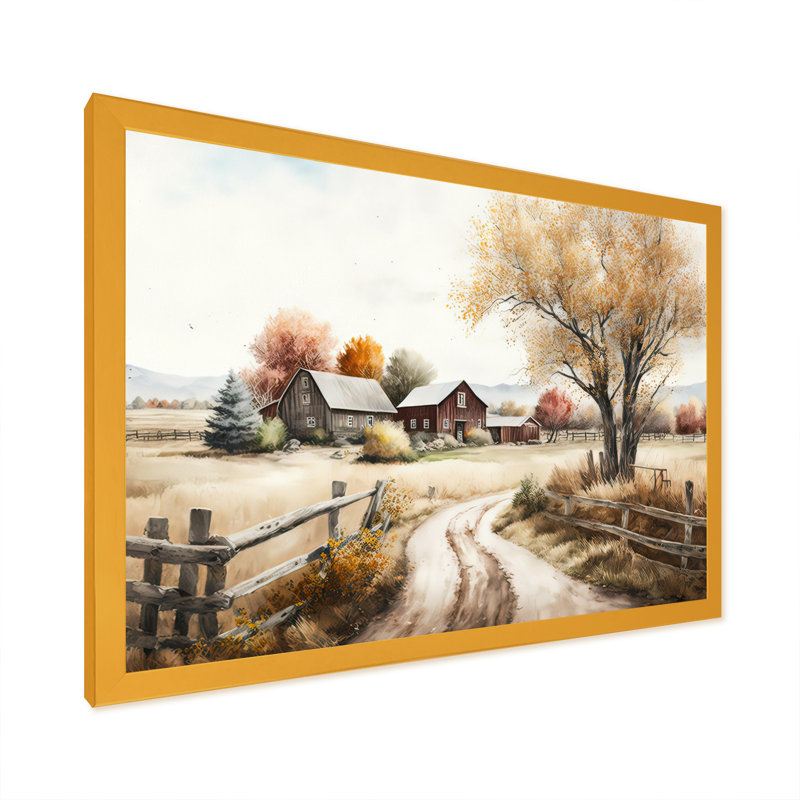 Art mural sur toile de ferme, reproduction de paysage de grange au printemps rustique - Belle grange au printemps VI