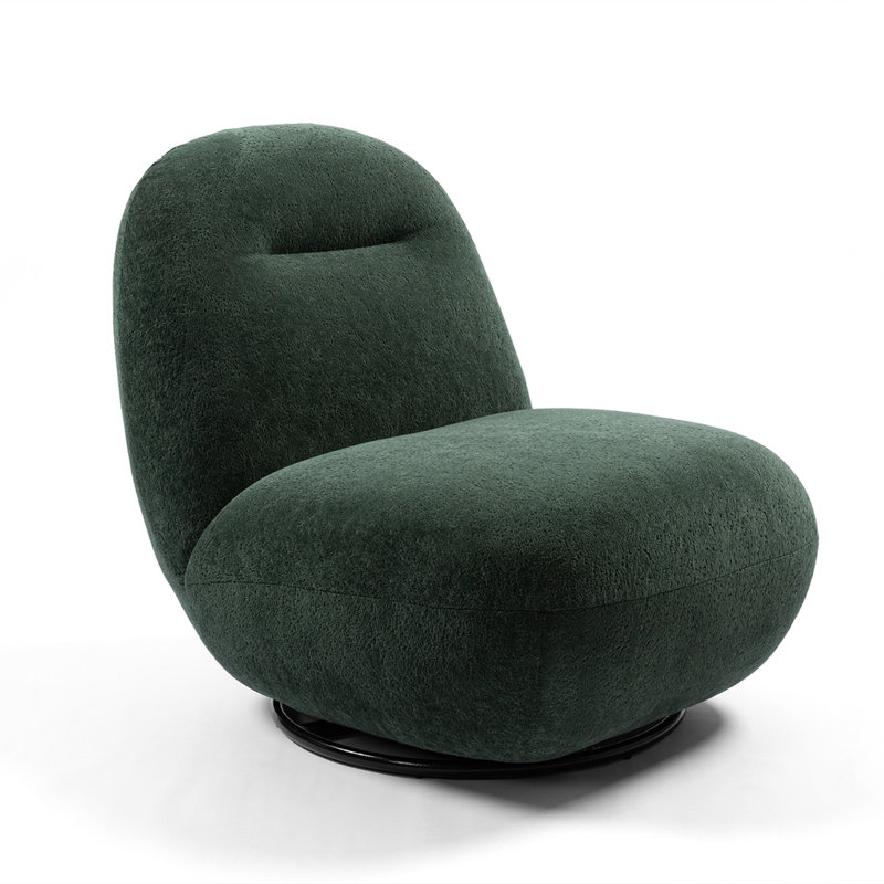 Fauteuil d'appoint pivotant de luxe moderne, Vert, H 29,92 po x l 27,55 po x P 33,07 po