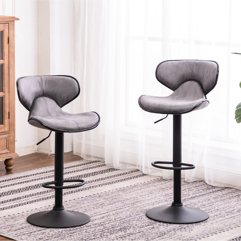 Adjustable Height Of 2, Grey, Base, 360 Rotation Seat, 17.98"W X 20.71"D 34"-42.5"H Gray Swivel , 2 With Base - Comfortable Foam, Modern Appearance, Seat