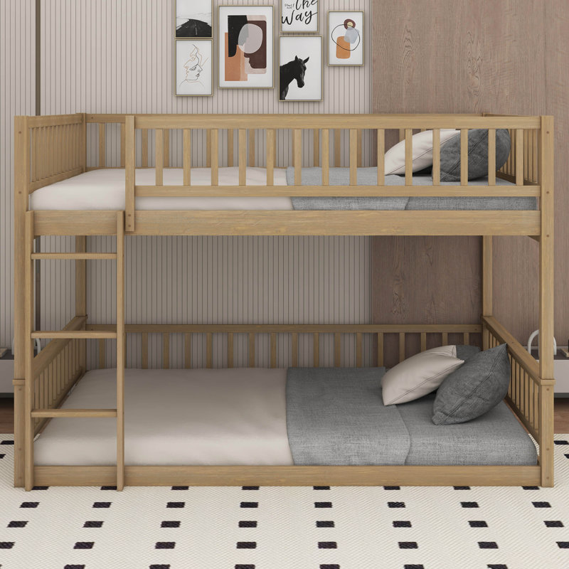 Lit superposé grand sur grand avec échelle, Walnut