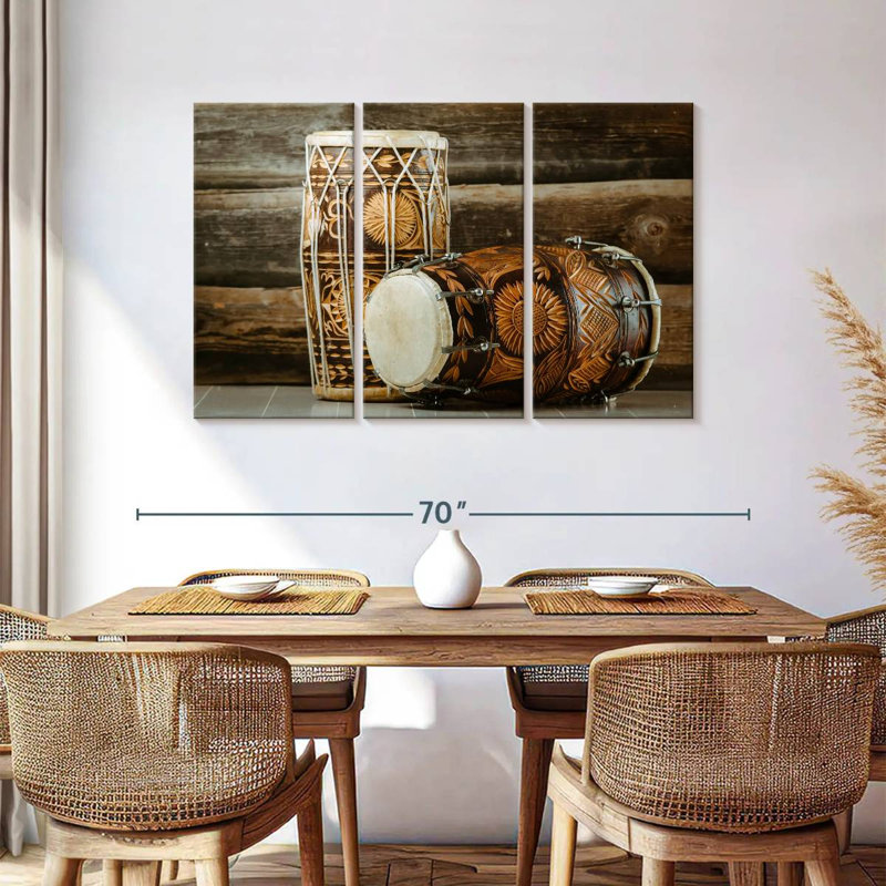 Abarca Indian Dholak Drums, 36" H x 57" W