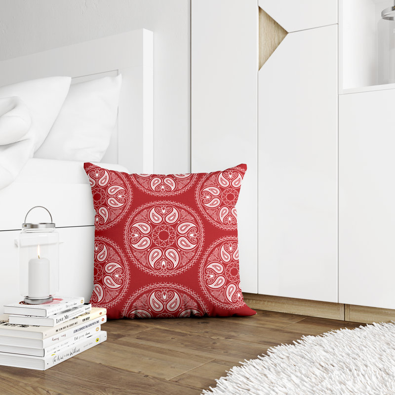 Outdoor Reversible Throw Pillow, 18" x 18", Red