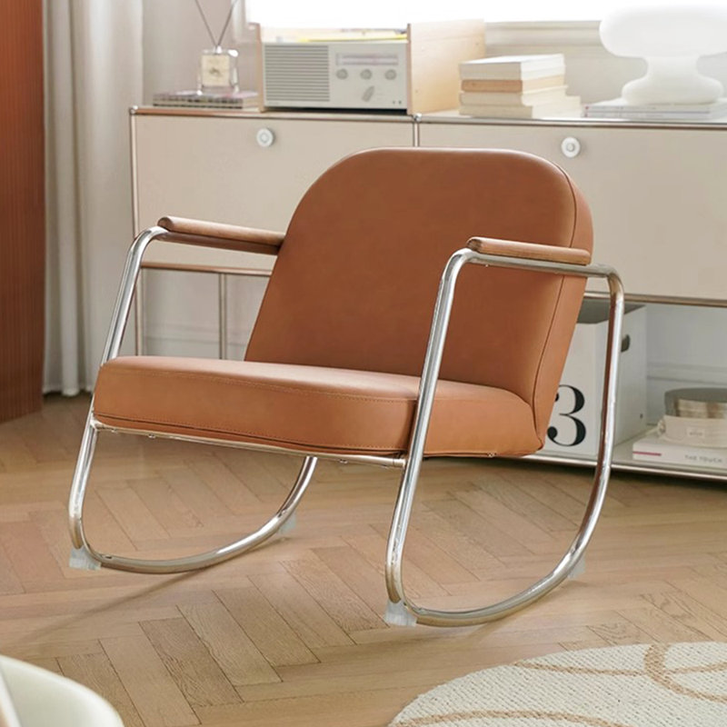 Chaise berçante ergonomique imperméable en similicuir, Brun