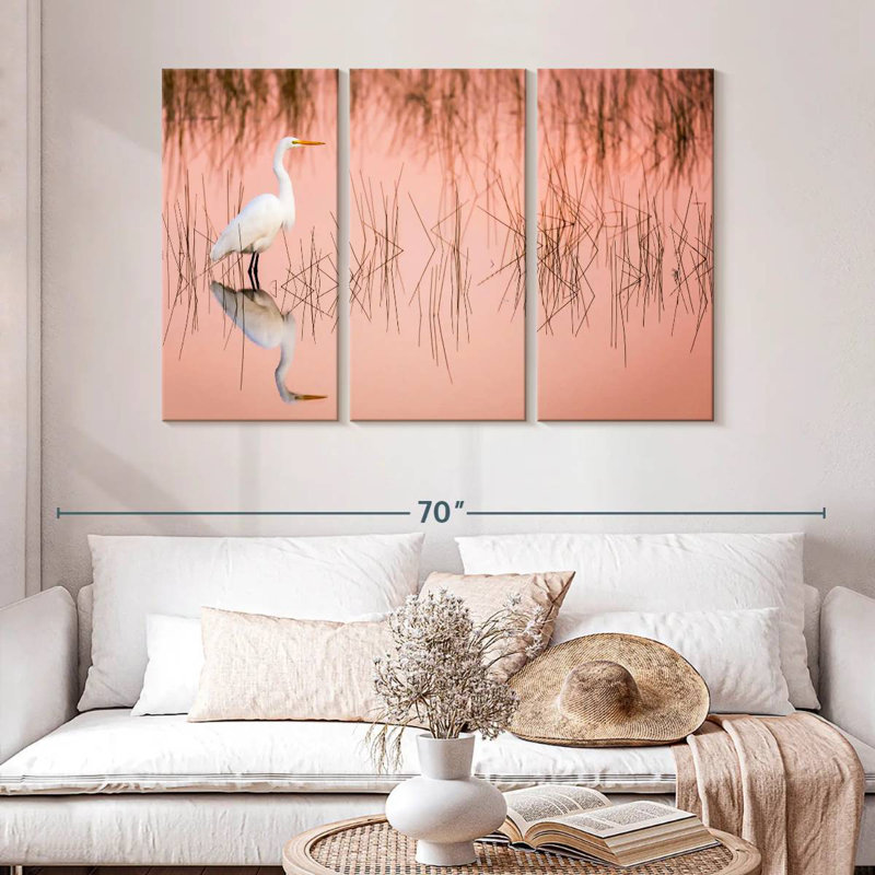 Brampt Great Egret On Marsh, 32" H x 50" W