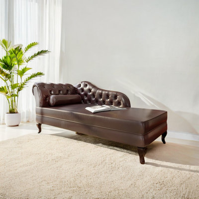 Simple lazy casual sofa solid wood chaise longue Faux Leather Chaise Lounge