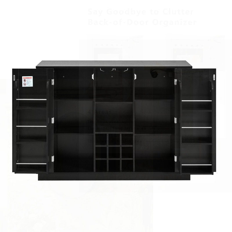 Versatile Kitchen Island With Drop Leaf, Power Outlet, Wine Bar, Bottle Rack, And Glass Holder, For Multi-Functional Use And Storage.