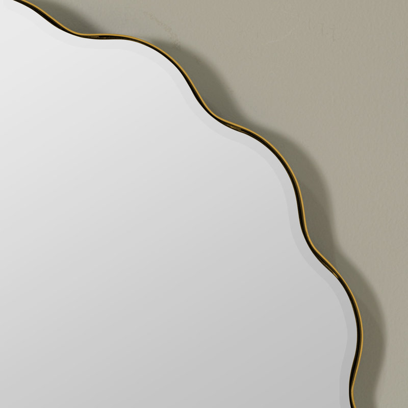 Cleo Scalloped Metal Mirror, Gold