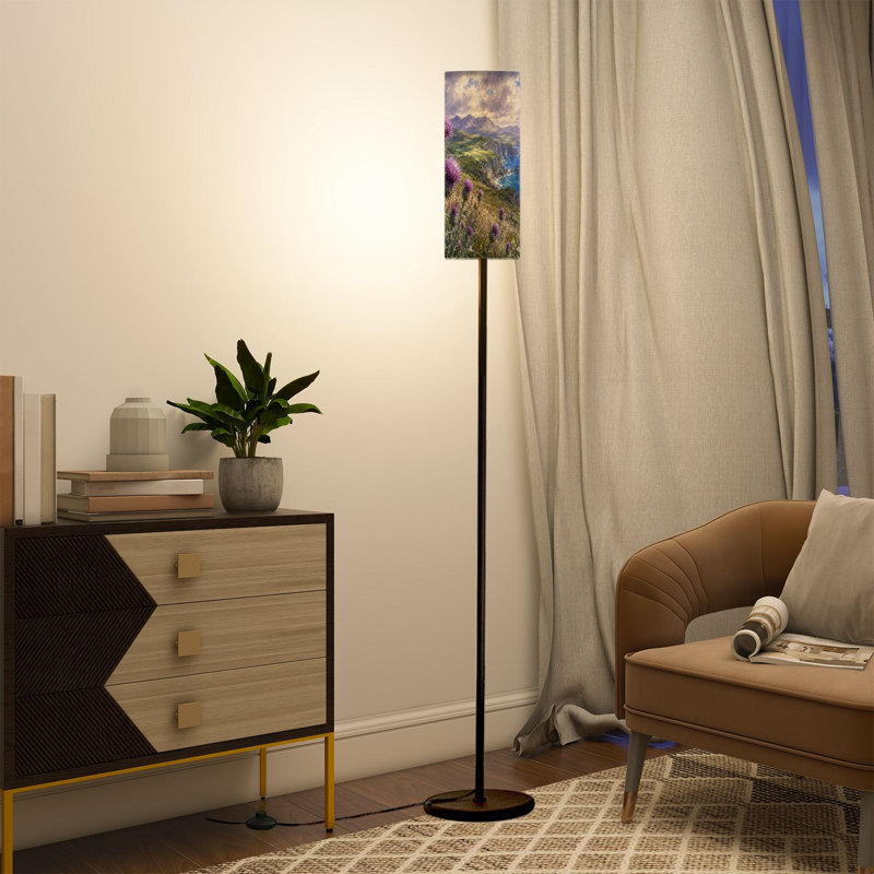 Grande lampe moderne sur pied avec télécommande à DEL à intensité variable, abat-jour réglable côtier pour salon, chambre à coucher, bureau