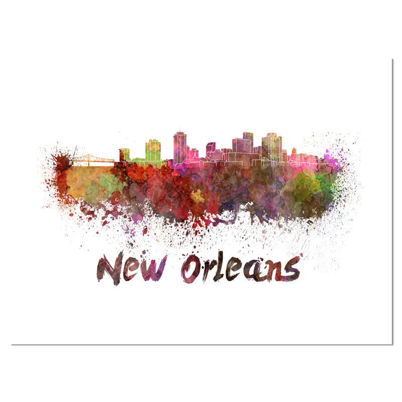 «New Orleans Skyline Cityscape» par Designart, impression sur toile, H 30 po x l 40 po