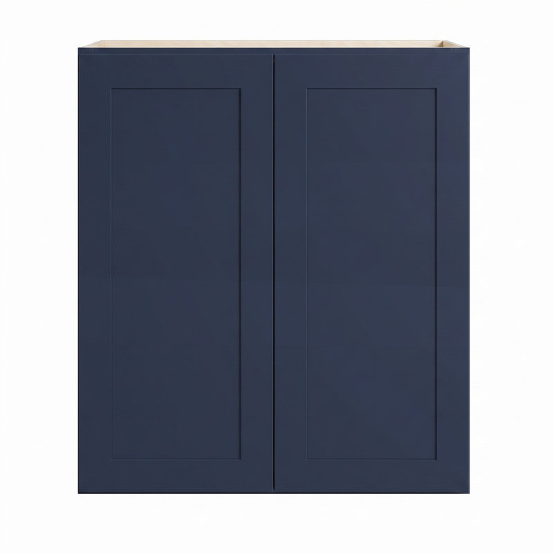 Armoire murale bleu marine Shaker, structure en bouleau massif, boîte d'armoire en contreplaqué, tablette réglable, finition matte douce, plusieurs tailles