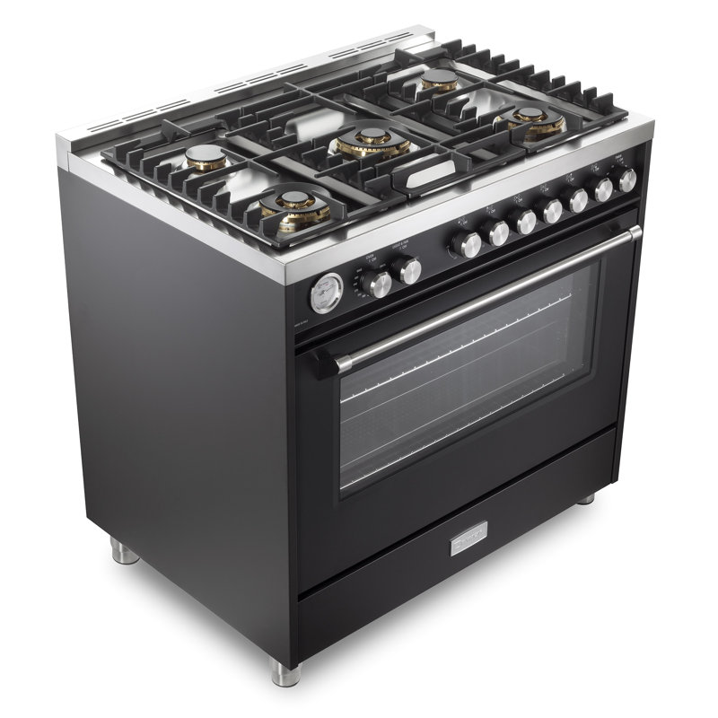 Verona Ultima 36" 5 Burner Single Gas Range, Black