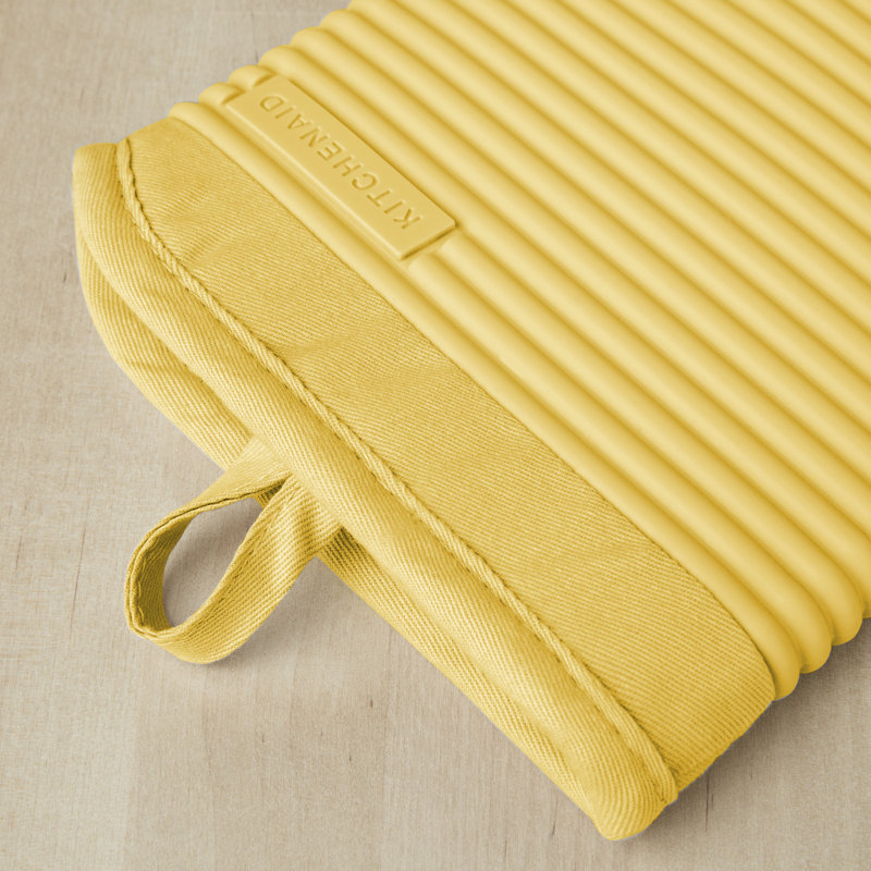 KitchenAid Ribbed Soft Silicone Oven Mitt, Orange Sorbet