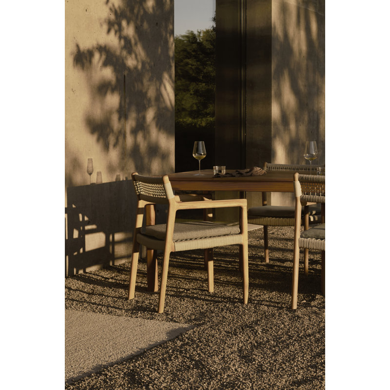 Jack Woven outdoor dining chair - teak - Beige cord - Silt fabric