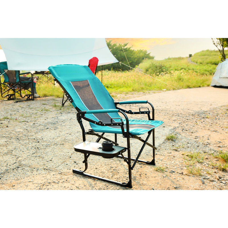 Blue Portable Folding Camping Chair - Heavy Duty With Side Table For Backpacking, Patio, Picnic Tailgating, Picnic, Outdoor