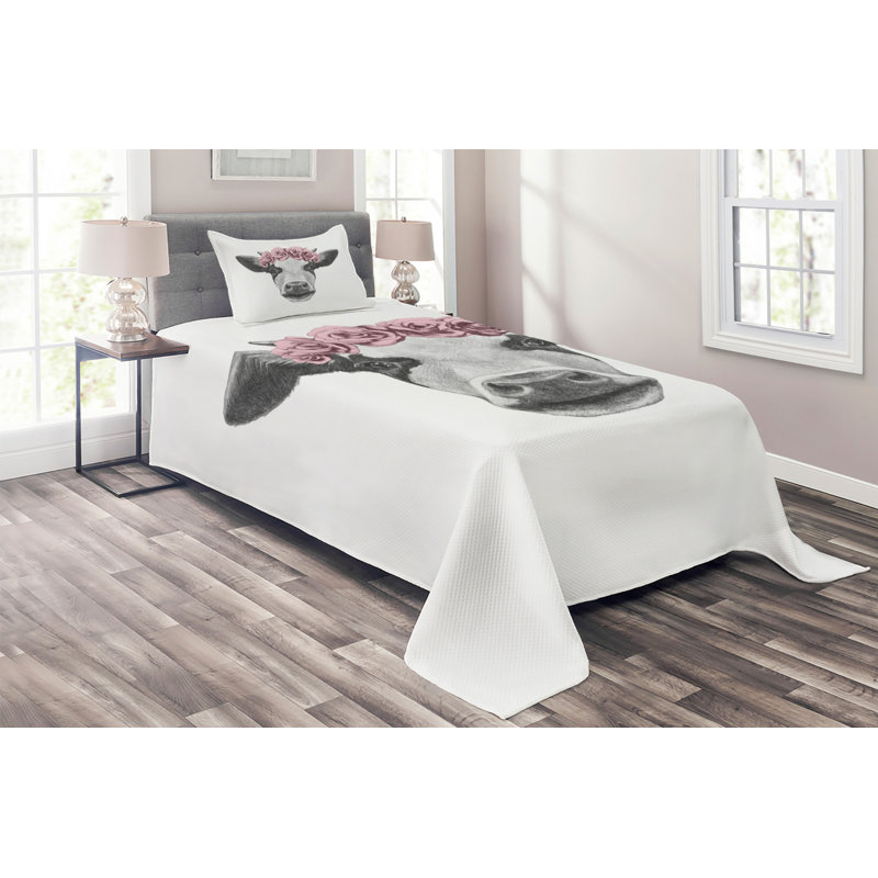 Farmhouse / Country Polyester Coverlet, Twin Bedspread + 1 Sham