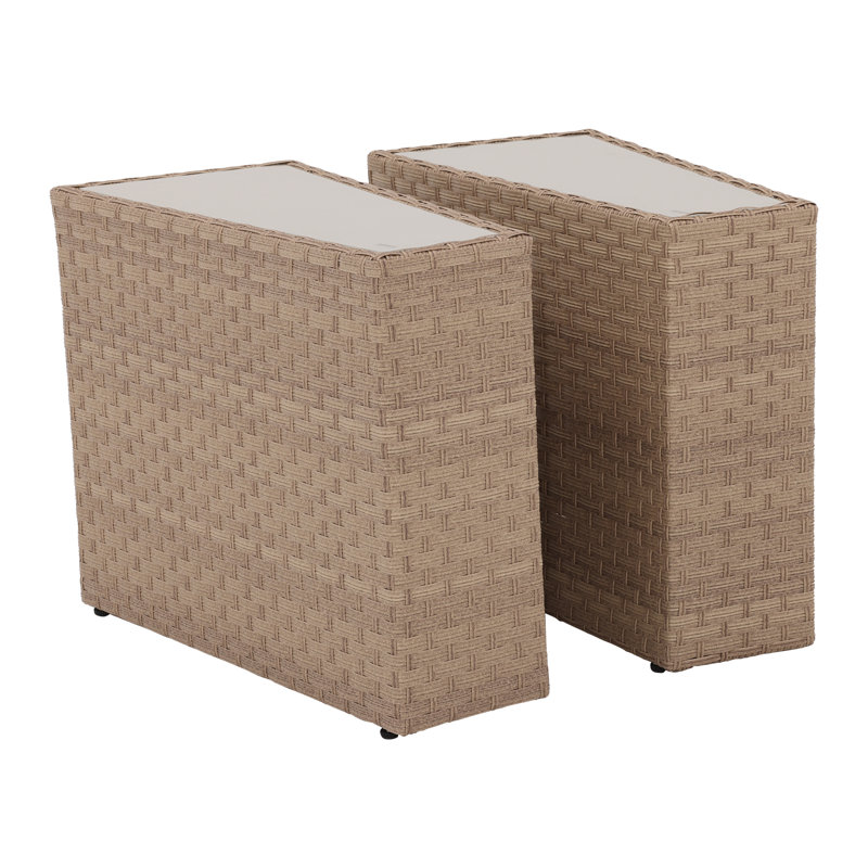 Outdoor Patio Side Table(Set of 2), Beige