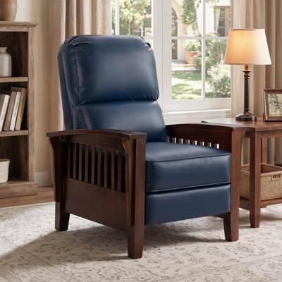 Fauteuil inclinable en cuir de style mission avec accoudoirs en bois massif