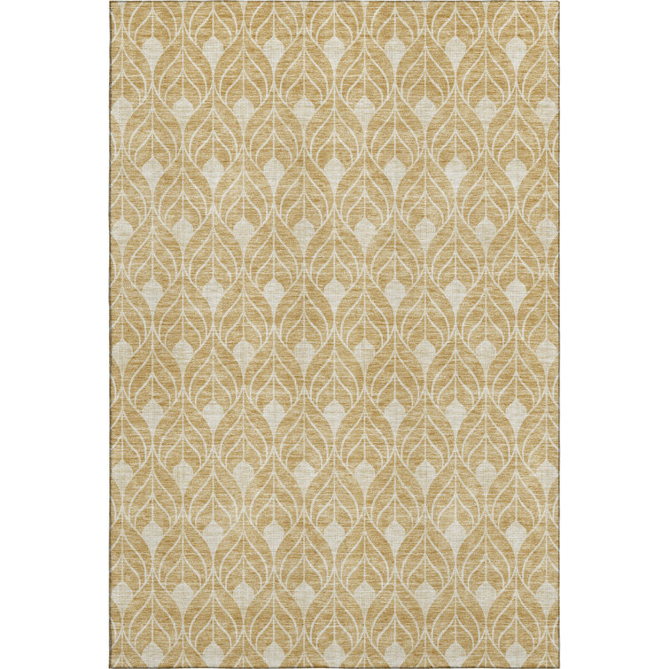Premium Machine Washable Prisco Gold Rug