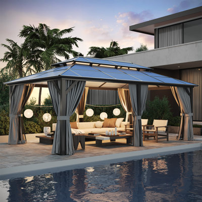 20 Ft. W X 12 Ft. D Metal Patio Hardtop Gazebo
