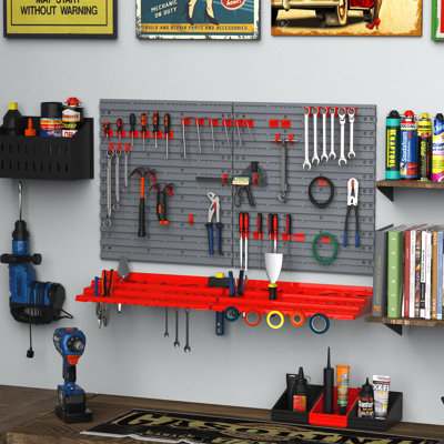 Nome 54 Piece Pegboard and Shelf Tool Organizer Wall Mounted DIY Garage Storage with 50 Hooks