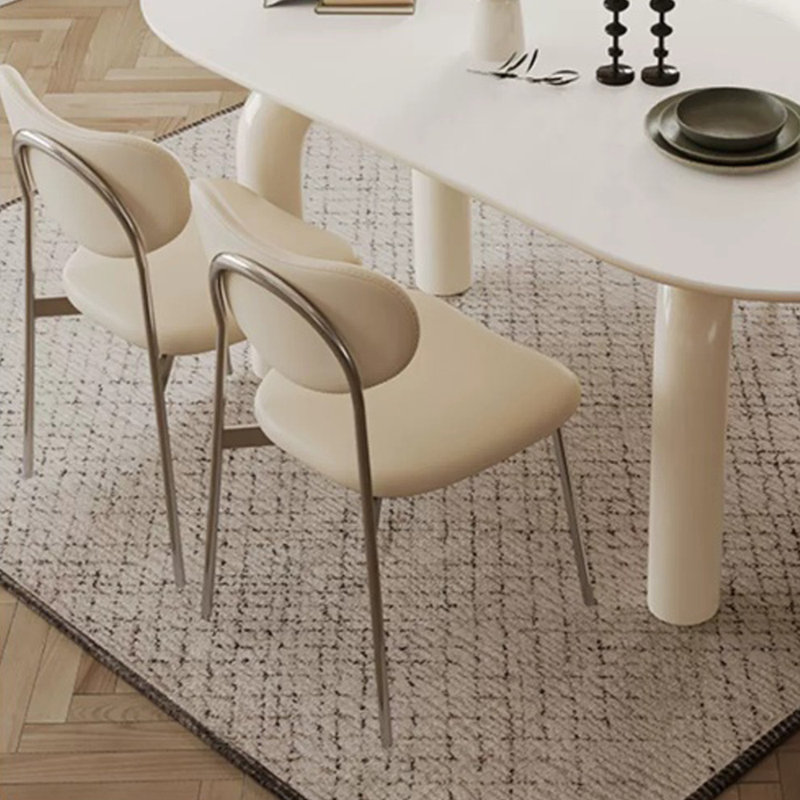 Ensemble de table de salle à manger ovale crème, H 29,52 po x L 78,74 po x l 31,49 po