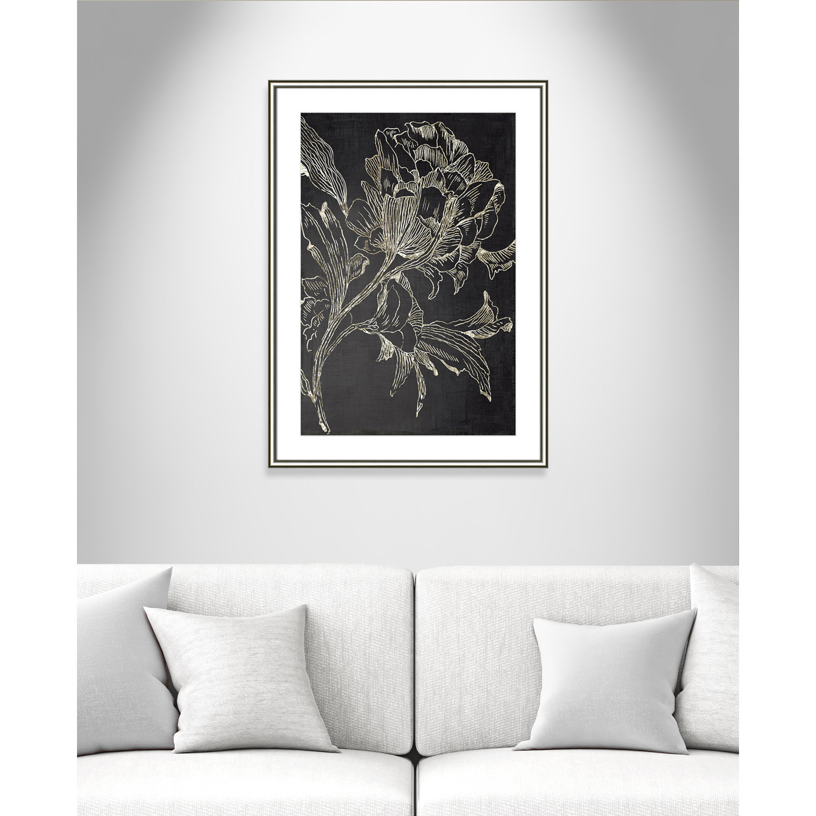Clarendon "Golden Flower Folklore I" Print, 36.75" H x 26.75" W, Silver Framed