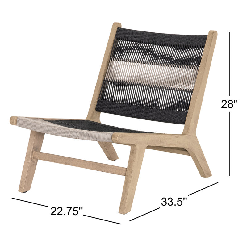 Julian Outdoor Teak Lounge Chair, Brown, Venao Charcoal Performance