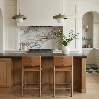 Tabouret de comptoir rembourré en cuir Andie