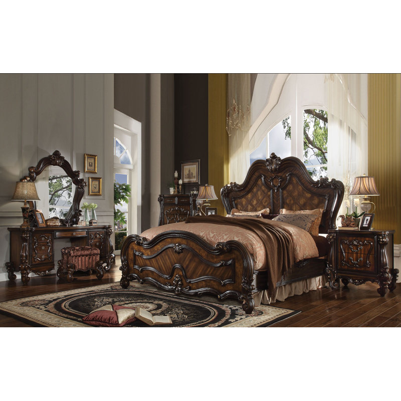Carvajal 2-Drawer Nightstand in Antique Platinum, Cherry Oak