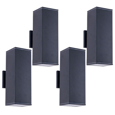 12in Outdoor Wall Lights 4 Packs,Modern Square Outdoor Porch Light,Square Cylinder Up Down Lights Aluminum Waterproof Wall Lighting Exterior Light for Porch Patio Garage(no bulb)