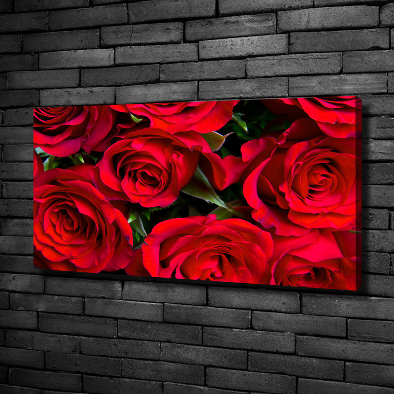 Red Roses - No Frame Print on Canvas, 50cm H X 100cm W