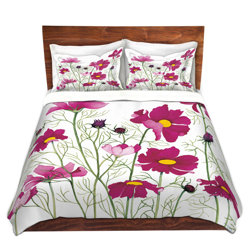 Ensemble de housse de couette en microfibre DiaNoche par Judith Figuiere - Cosmos rose