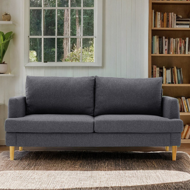 Canapé-lit à accoudoirs carrés 70 po avec accoudoirs carrés et moderne, Gris foncé, H 33,33 po x l 70,22 po x P 27,11 po