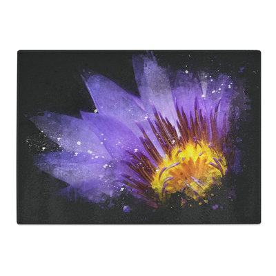 Tempered Glass Purple Water Lily Chopping Board