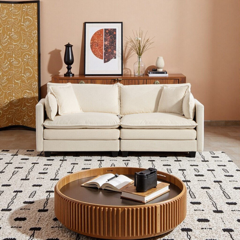 Canapé modulaire 2 places 77,95 po Modern, Blanc antique