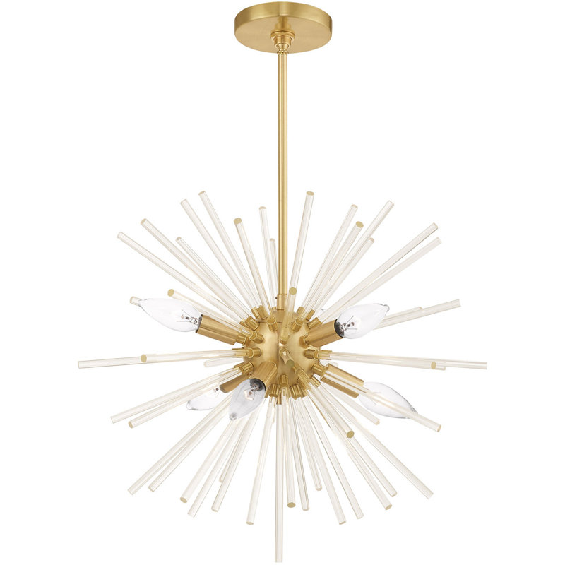 Heyley 6 - Light Modern Linear Chandelier, Satin Brass