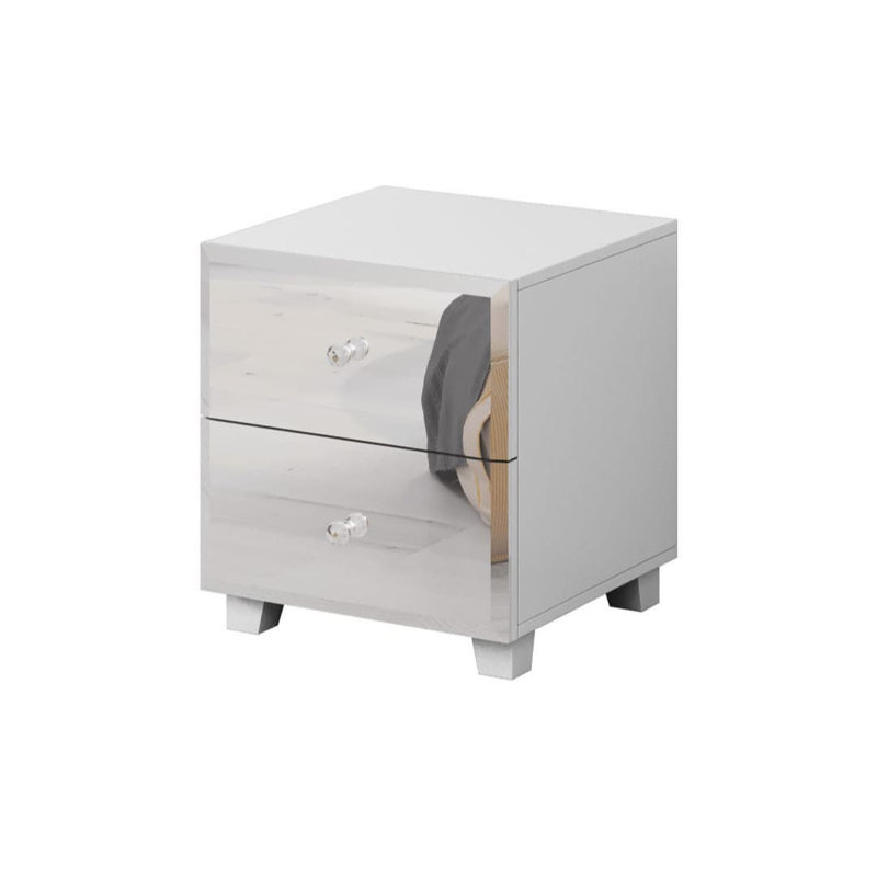 Azsa 45cm W Manufactured Wood Bedside Table, White