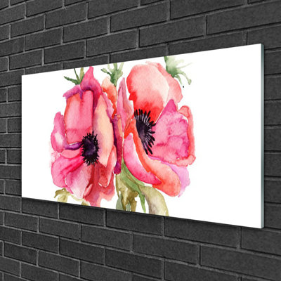 Floral Flowers Watercolor - No Frame Print on Glass