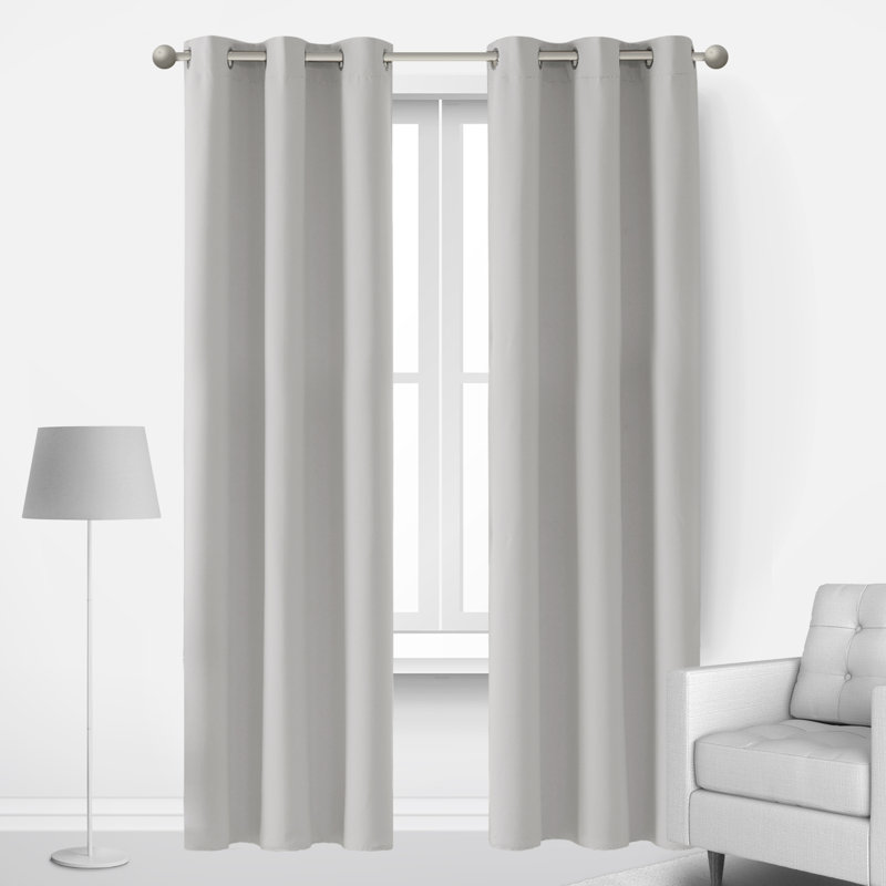 Lompoc Room Darkening Grommet Curtain Panels, 42" W x 84" L, Grayish White